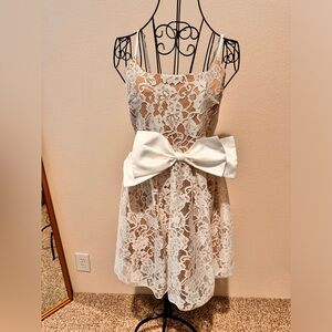 Cream/ Tan and white dress